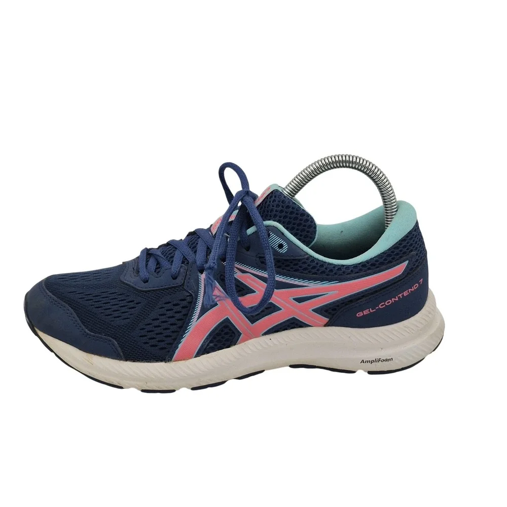 Asics Gel-Contend 7‎ Running Shoes Womens Size 9 Blue Pink AmpliFoam 1012B228